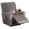 PU Leather Recliner Chair Cover 4-Pieces Waterproof Stretch Reclining Armchair Couch Slipcover Furniture Protector with Pockets